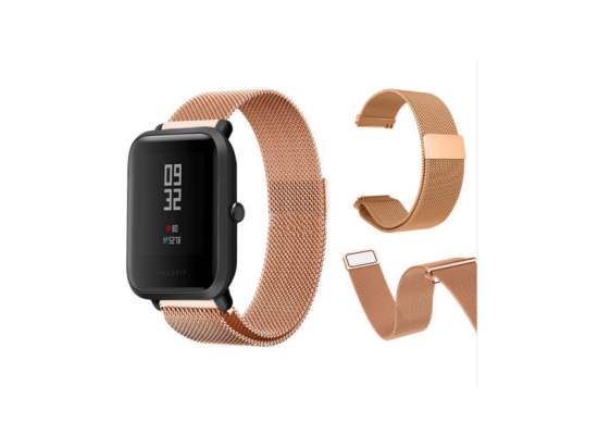 Ocelový náramek Amazfit BIP / GTS / GTR 42mm magnetický - rose gold