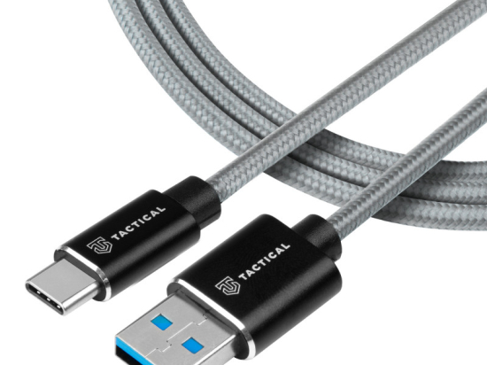 Tactical Fast Rope Aramid Cable USB-A/USB-C 1m Grey
